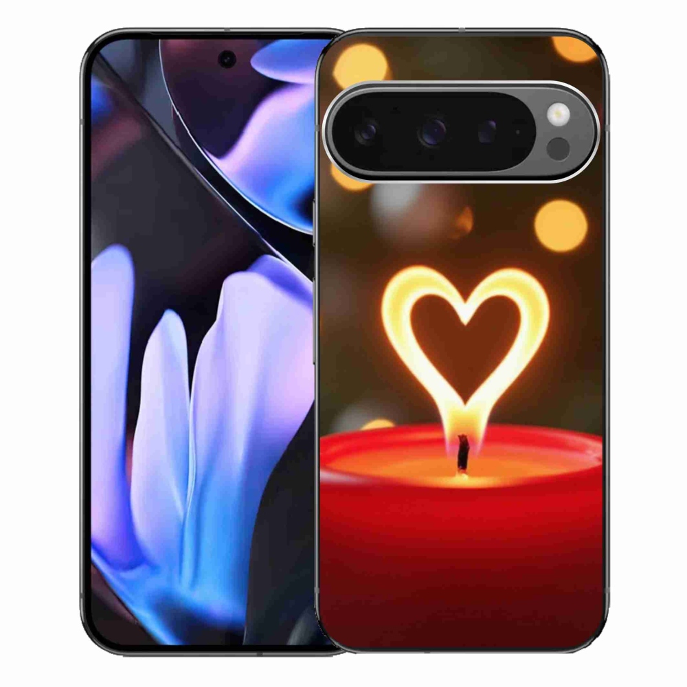 Zselés borítás mmCase a Google Pixel 9 Pro XL-hez - láng szíve
