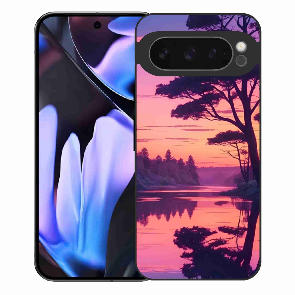 Zselés borítás mmCase a Google Pixel 9 Pro XL számára - naplemente a tó felett