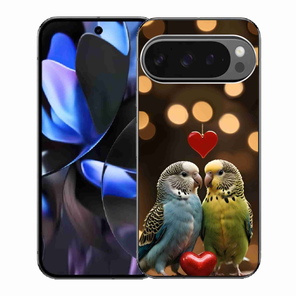 Gél borítás mmCase a Google Pixel 9 Pro számára - szerelmes papagájok