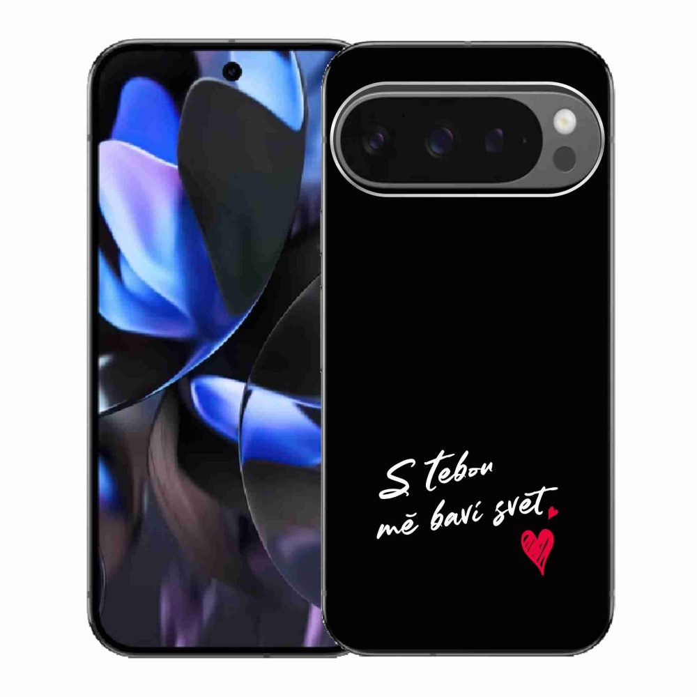 Gél borítás mmCase a Google Pixel 9 Pro számára - szerelmes szöveg 1 fekete háttér