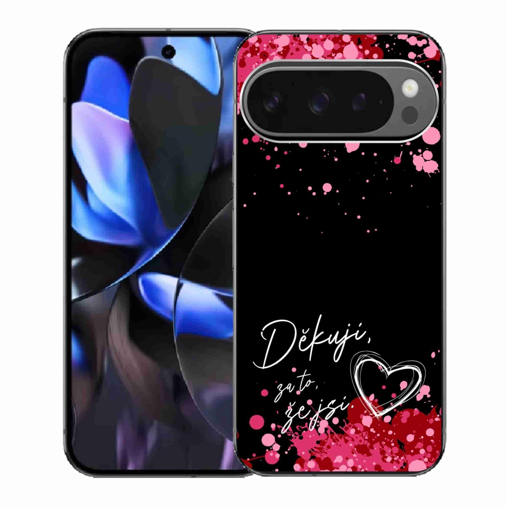 Gél borítás mmCase a Google Pixel 9 Pro számára - text in love 2 fekete háttérrel