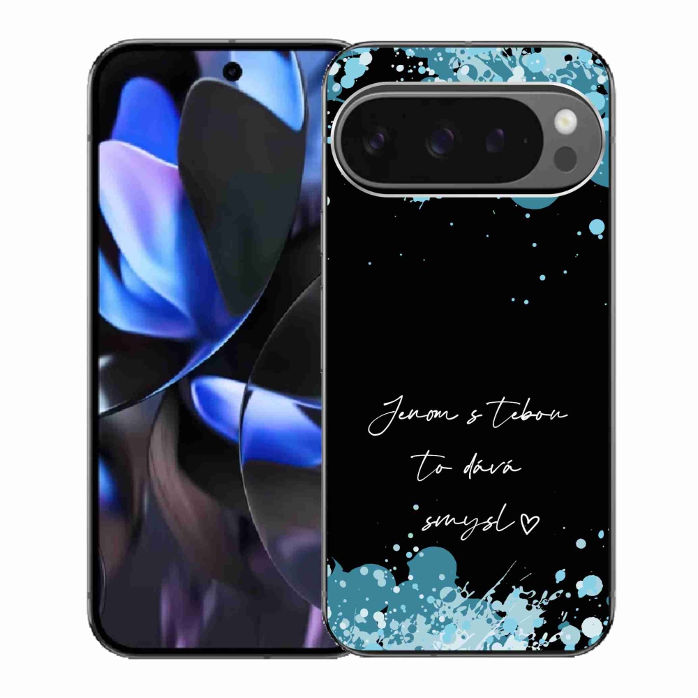 Gél borítás mmCase a Google Pixel 9 Pro számára - szerelmes szöveg fekete háttérrel