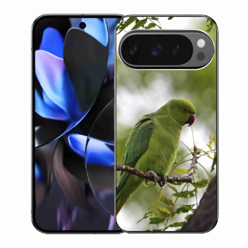 Zselés borítás mmCase a Google Pixel 9 Pro számára - zöld papagáj