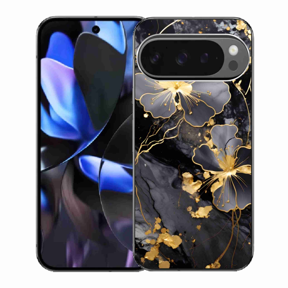 Gél borítás mmCase a Google Pixel 9 Pro számára - arany virágok