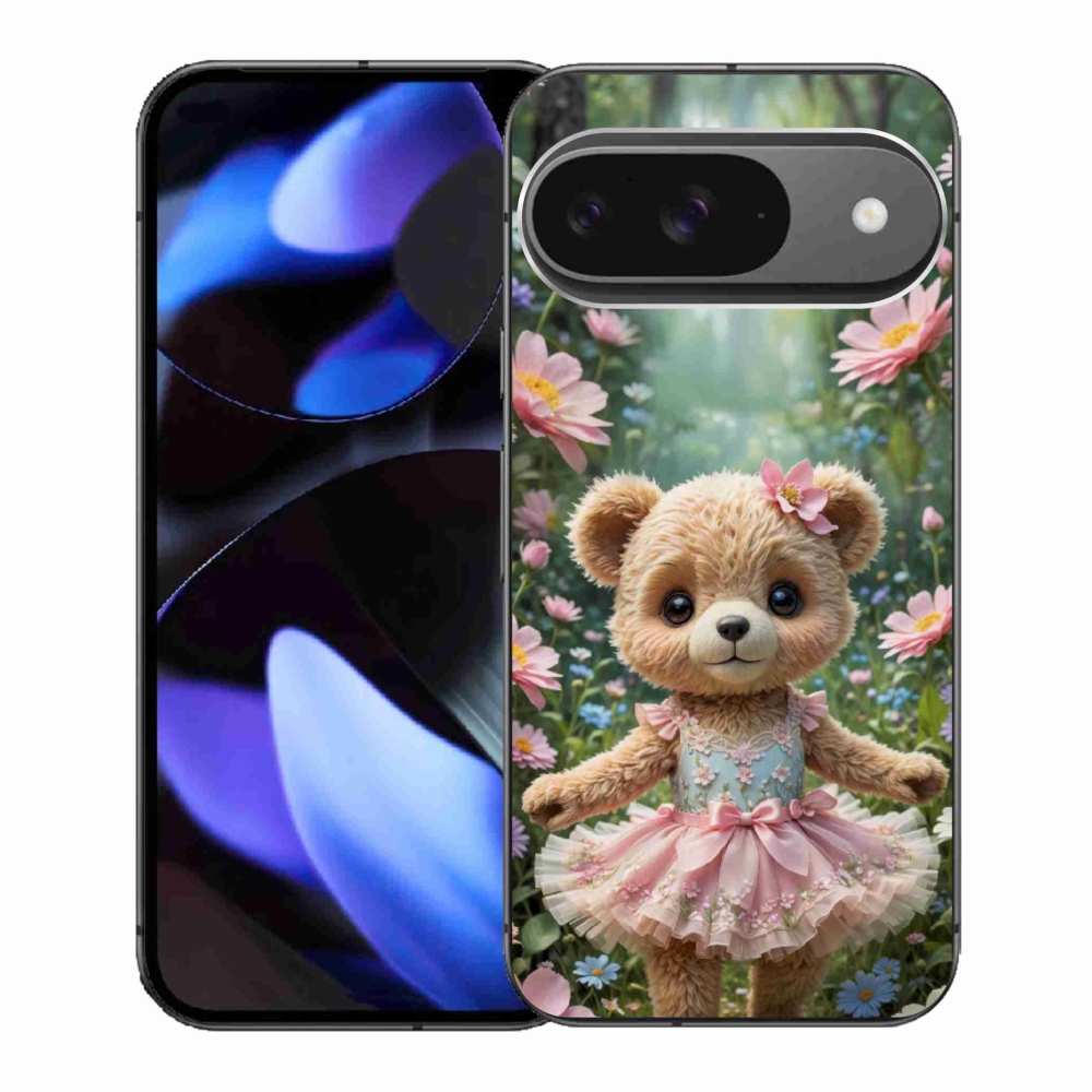 Gél borítás mmCase a Google Pixel 9-hez - aranyos mackó virágokkal