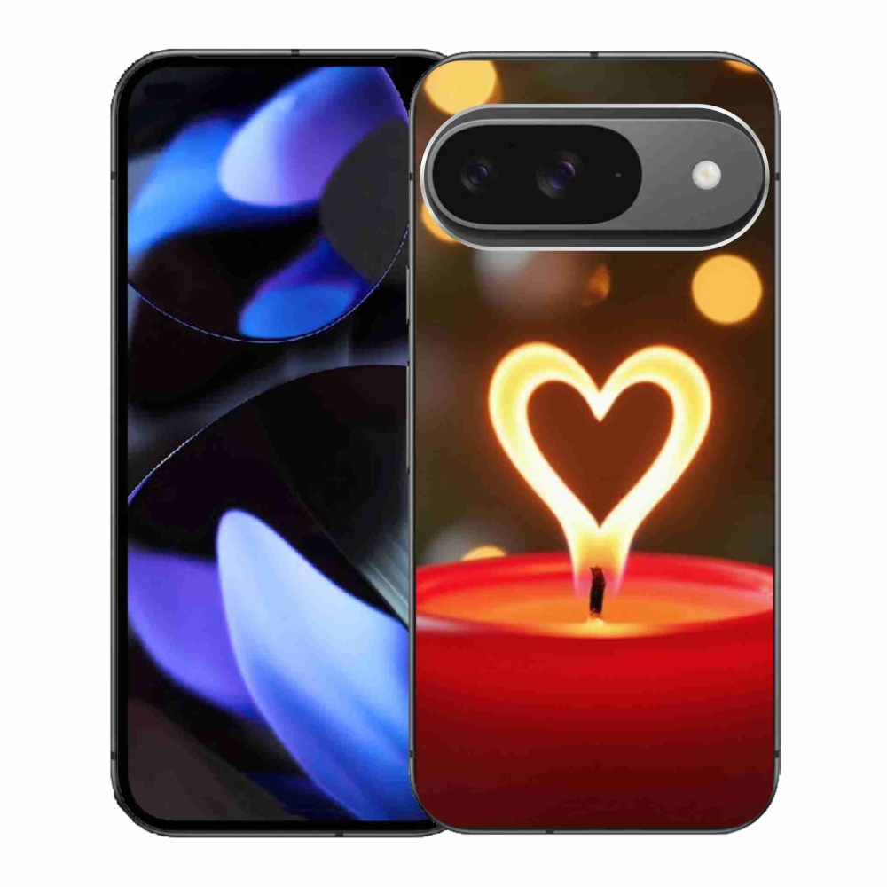 Zselés borítás mmCase a Google Pixel 9-hez - láng szíve