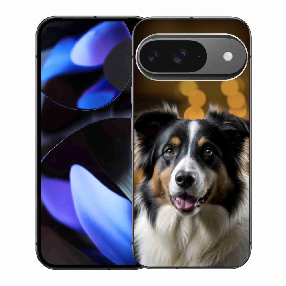 Gél borítás mmCase a Google Pixel 9-hez - mosolygó ausztrál juhászkutya