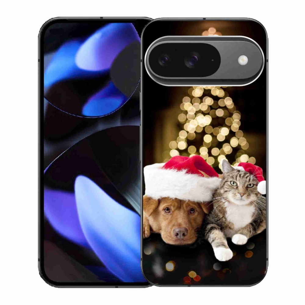 Gél borítás mmCase a Google Pixel 9-hez - Karácsonyi kutya és macska