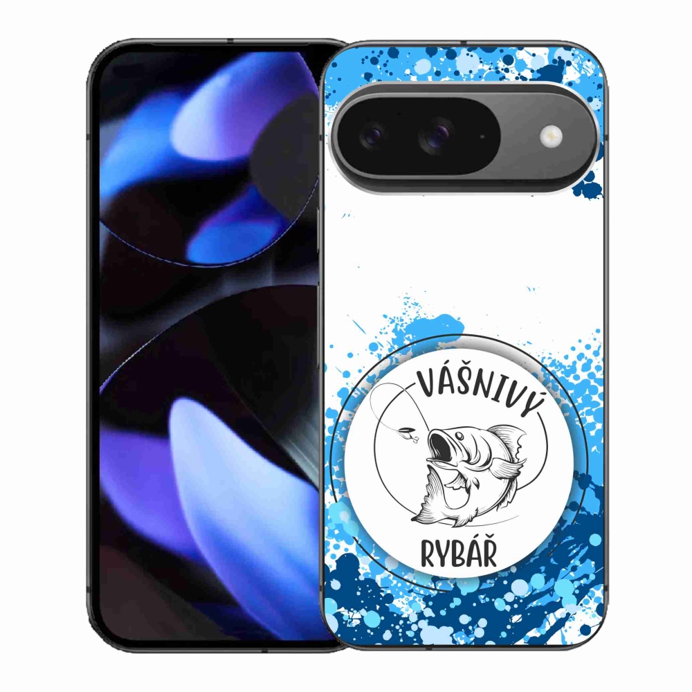 Gél borítás mmCase a Google Pixel 9-hez - szenvedélyes halász fehér háttérrel