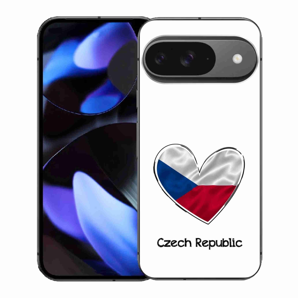 Gél borítás mmCase a Google Pixel 9-hez - zászlós szív fehér háttérrel