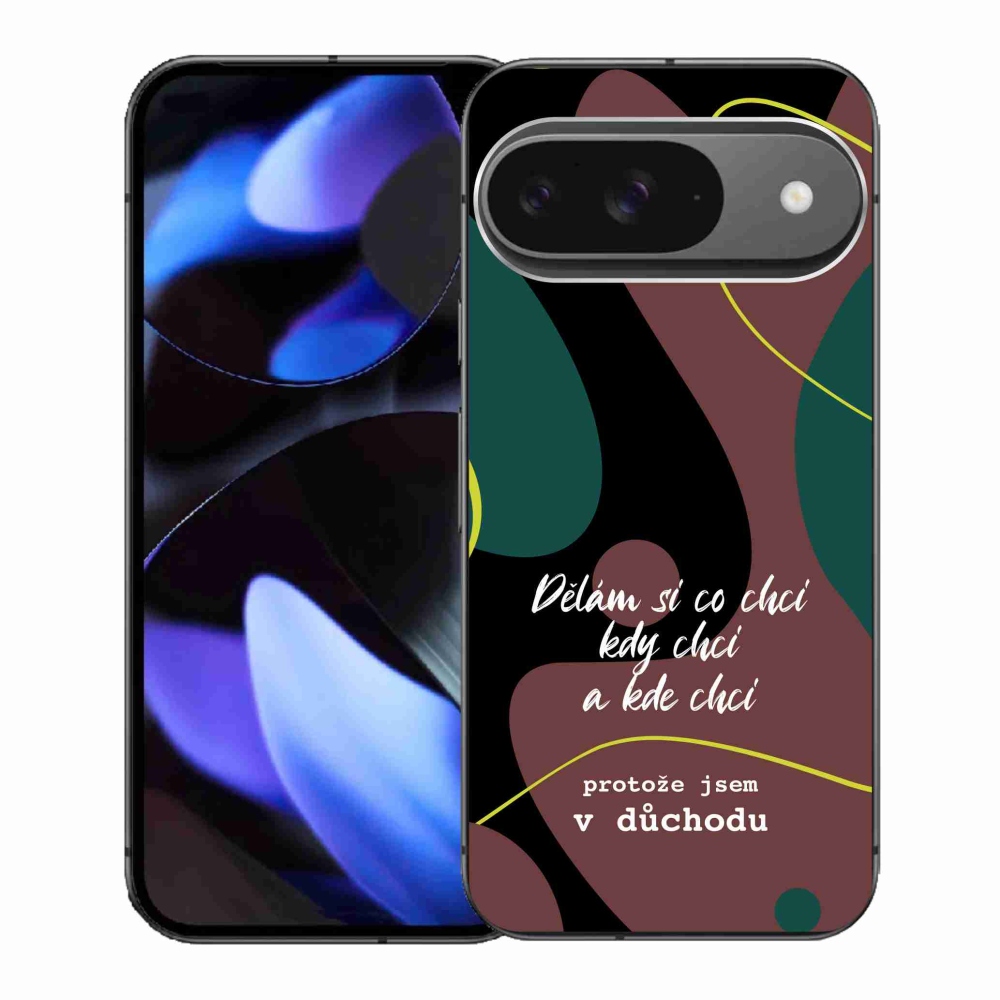 Gél borító mmCase a Google Pixel 9-hez - vicces szöveg 10 fekete háttérrel