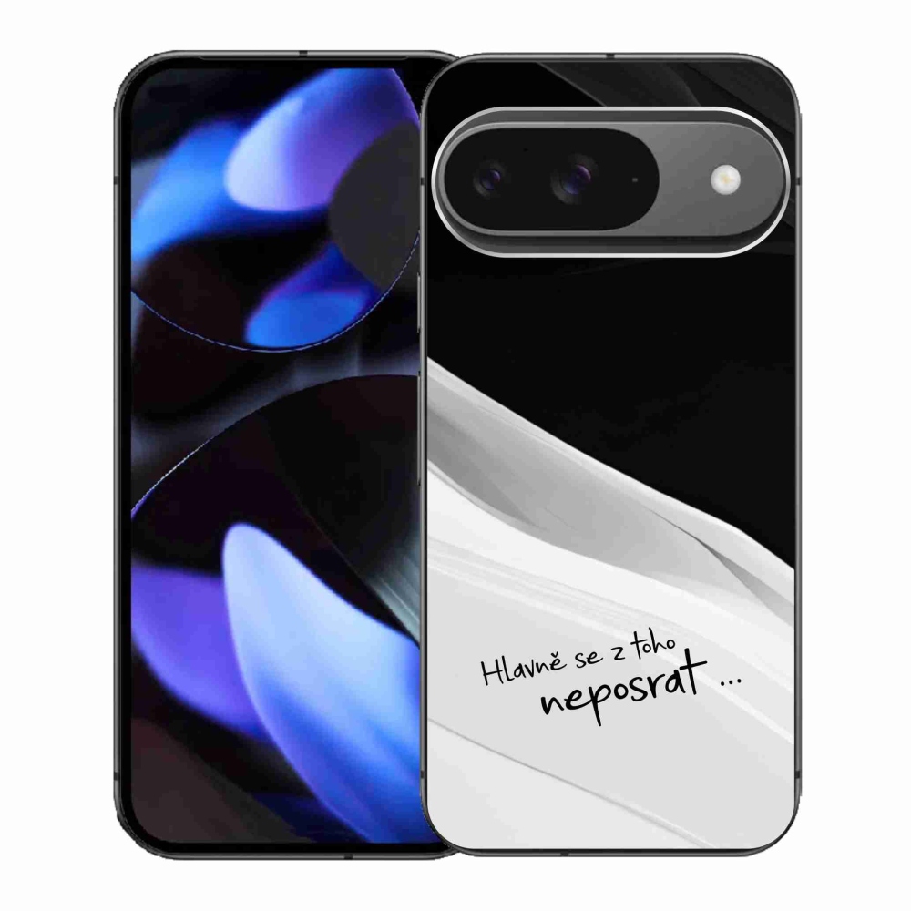 Gél borító mmCase a Google Pixel 9-hez - vicces szöveg 13 fehér és fekete háttérrel