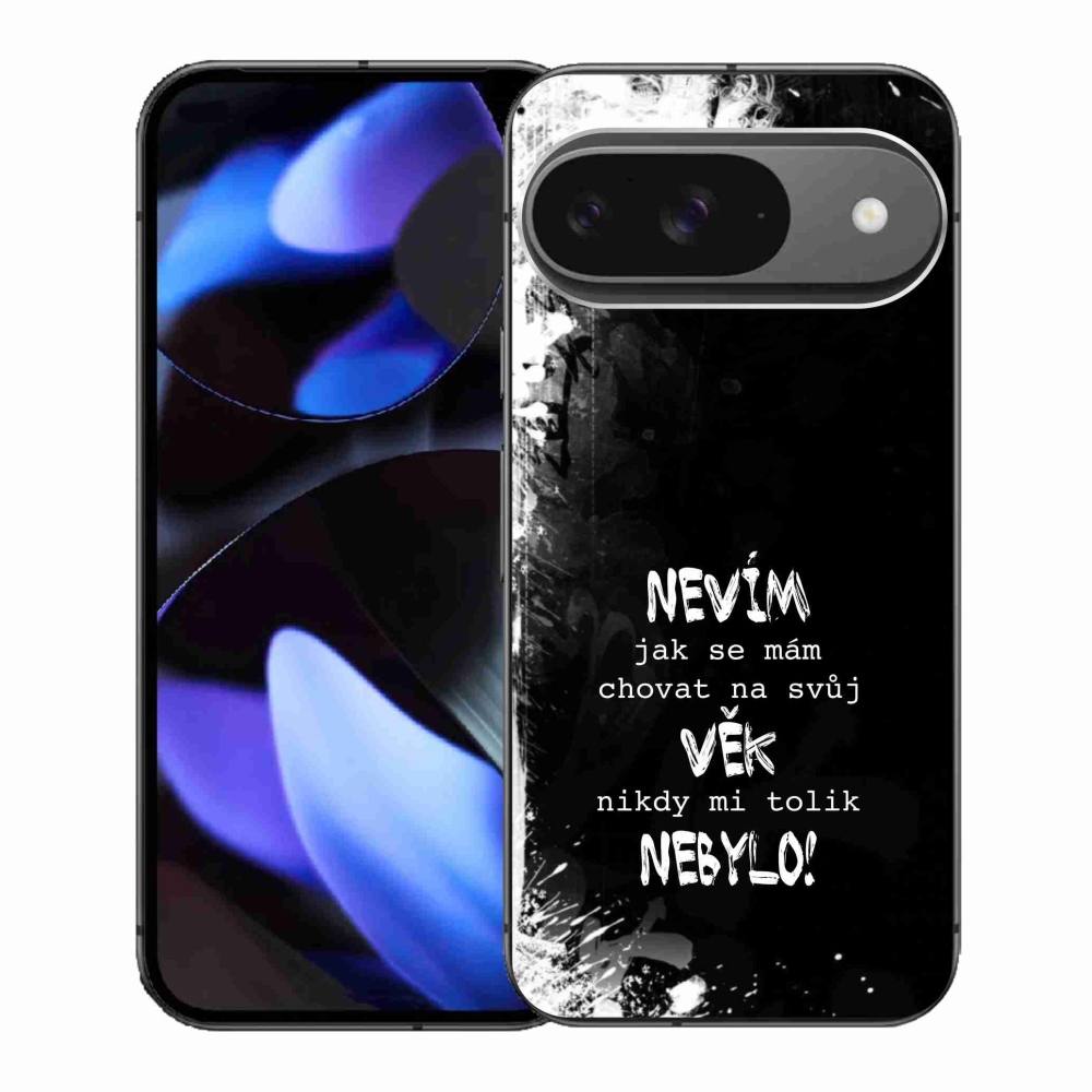 Gél borítás mmCase a Google Pixel 9-hez - vicces szöveg 14 fekete háttér