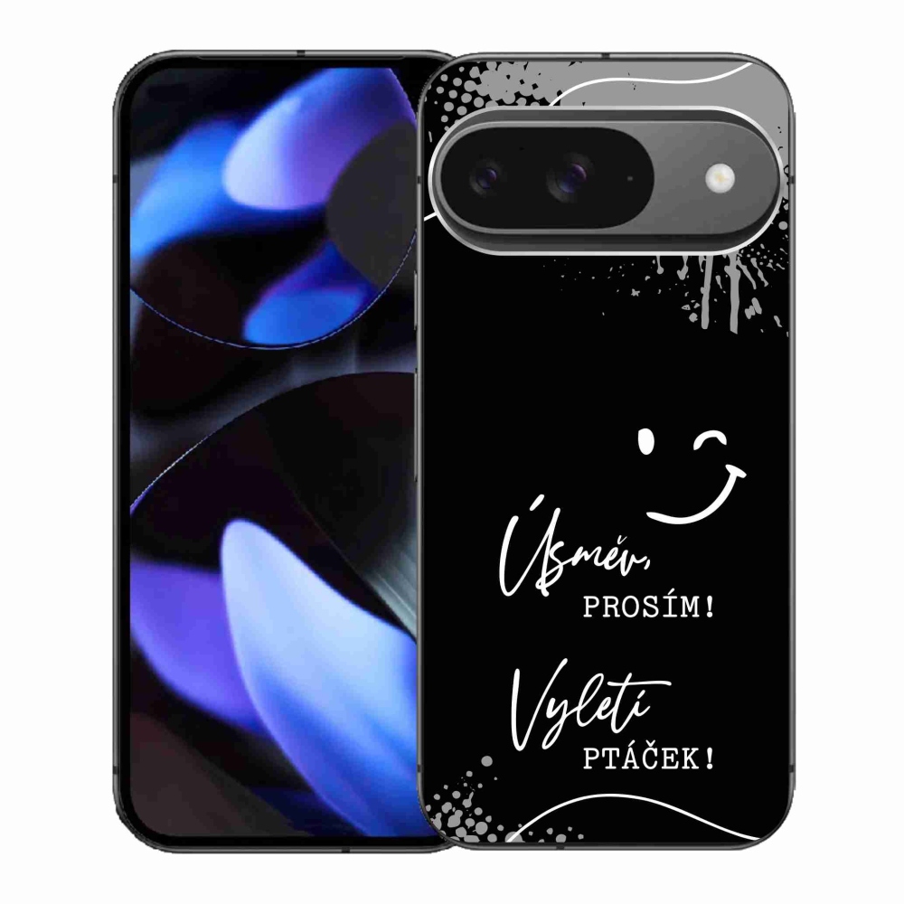 Gél borító mmCase a Google Pixel 9-hez - vicces szöveg 4 fekete háttérrel