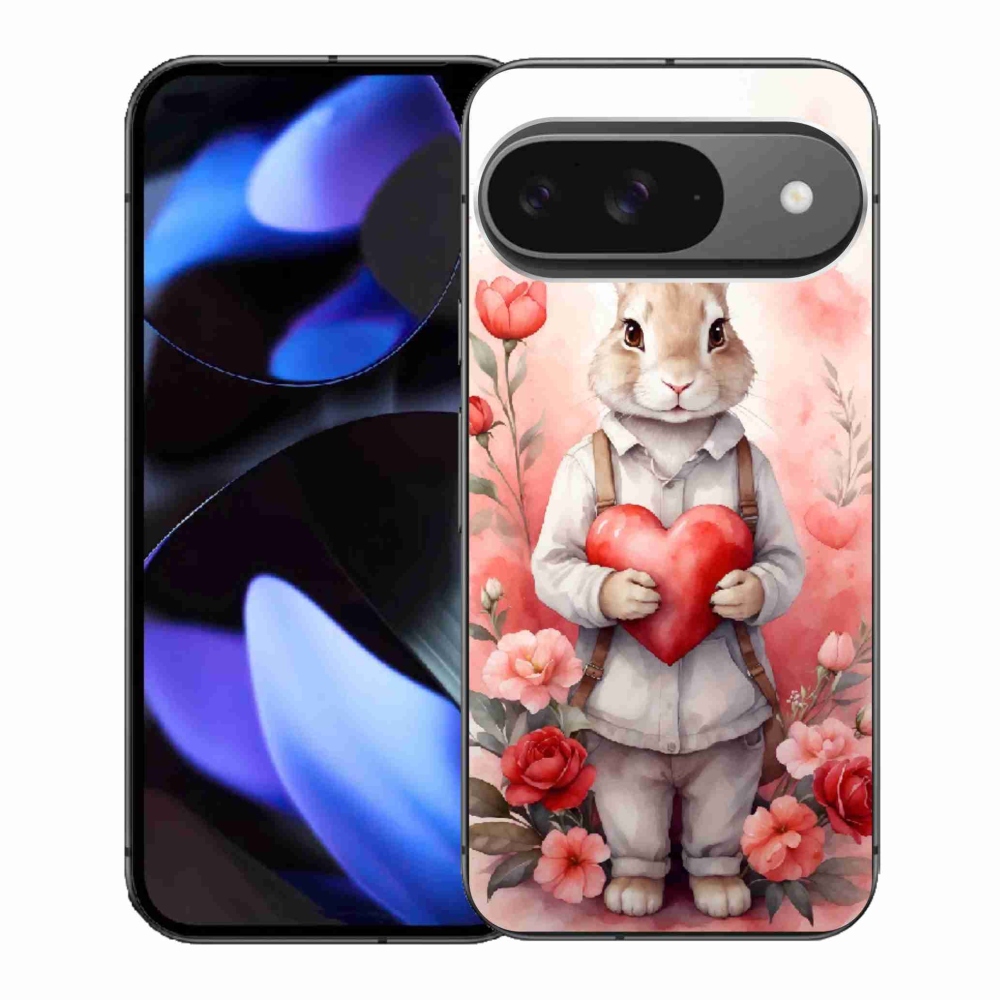 Gél borítás mmCase a Google Pixel 9-hez - nyúl szívvel