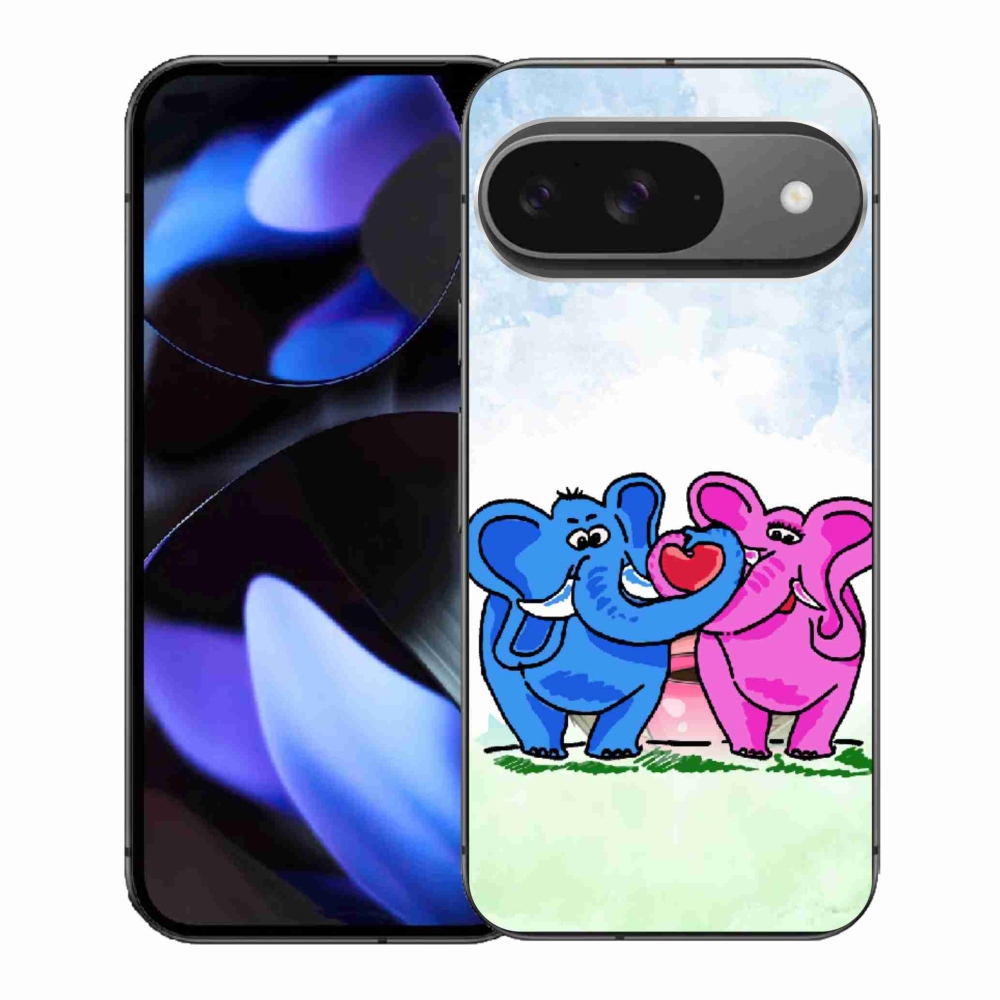 Gél borítás mmCase a Google Pixel 9-hez - szerelmes elefántok
