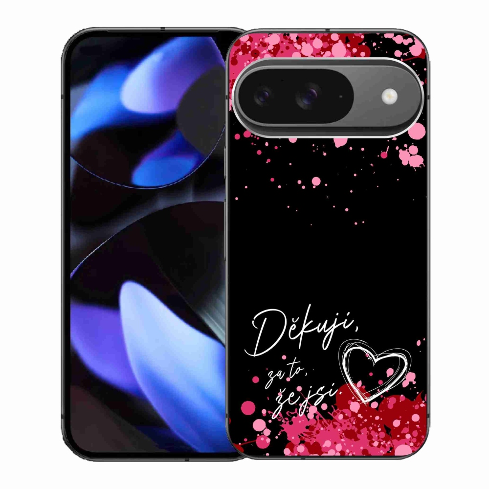 Gél borítás mmCase a Google Pixel 9-hez - text in love 2 fekete háttérrel