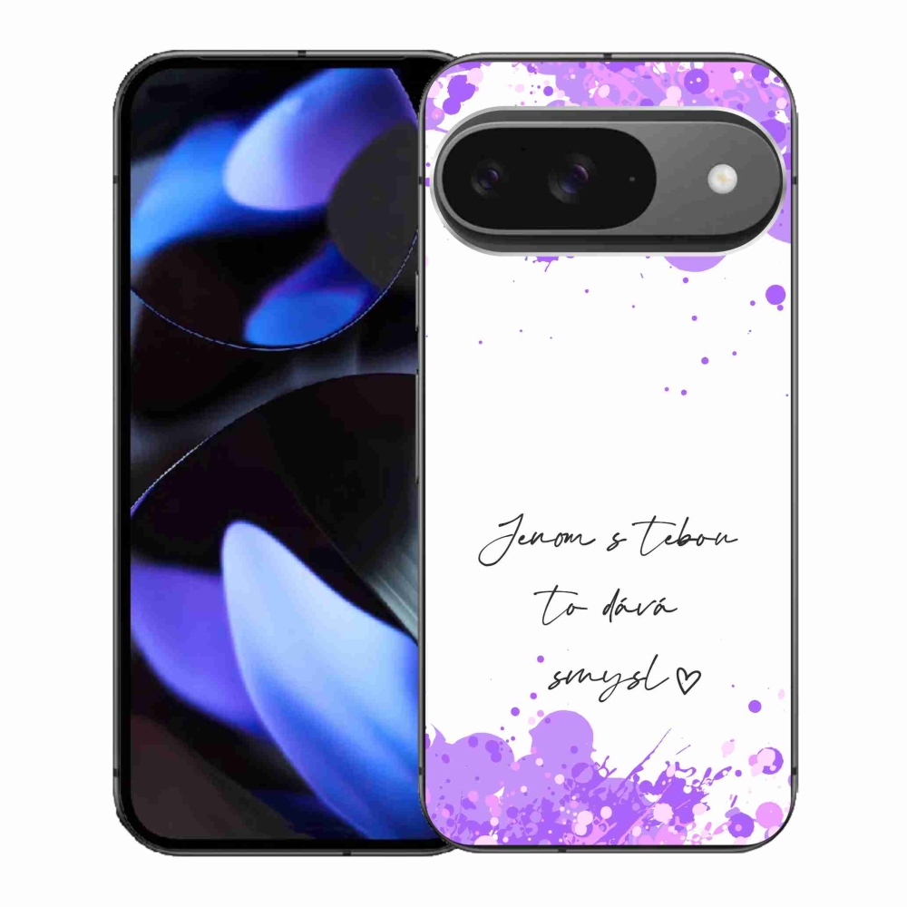 Gél borító mmCase a Google Pixel 9-hez - szerelmes szöveg fehér háttérrel