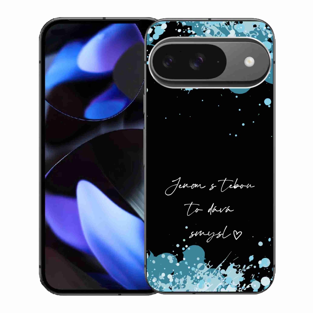 Gél borító mmCase a Google Pixel 9-hez - szerelmes szöveg fekete háttérrel