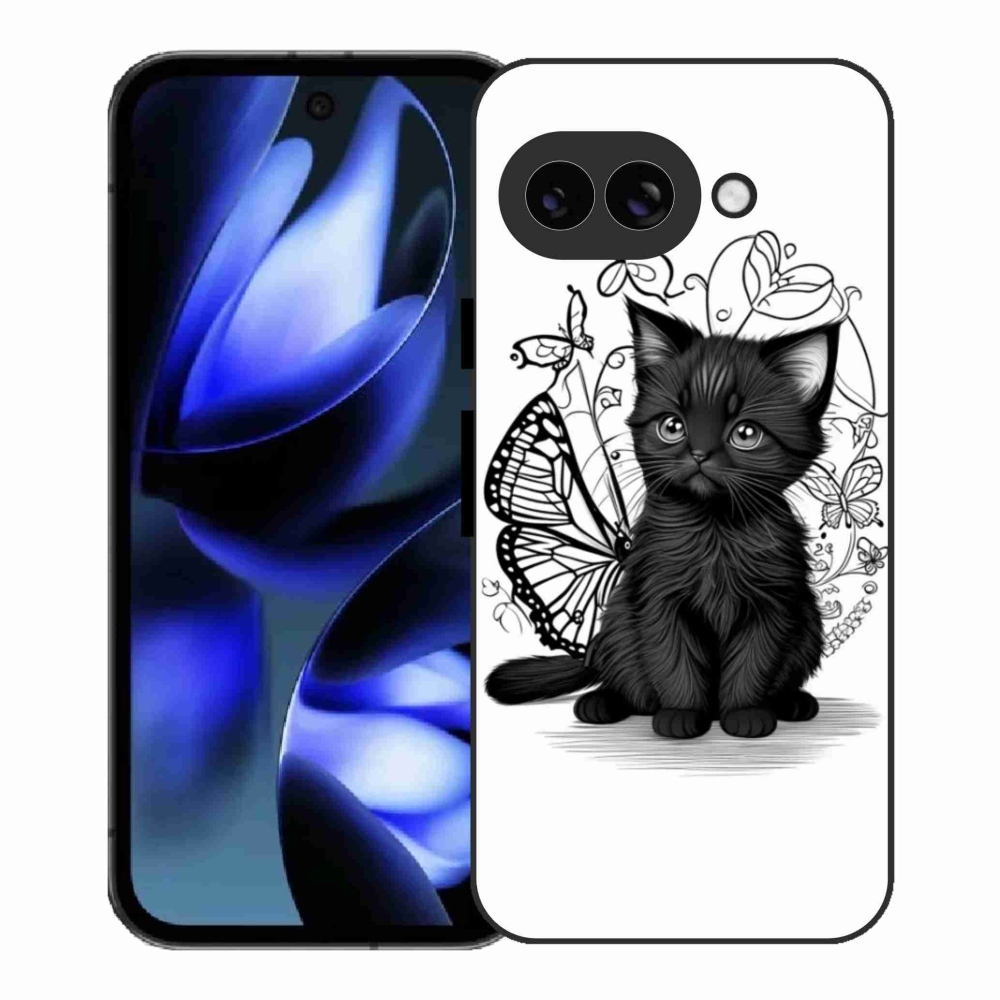 Zselés borítás mmCase a Google Pixel 9a számára - fekete cica