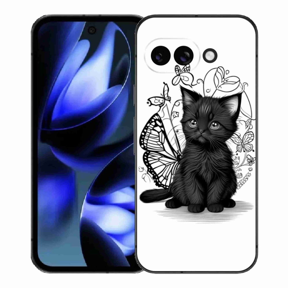 Zselés borítás mmCase a Google Pixel 9a számára - fekete cica