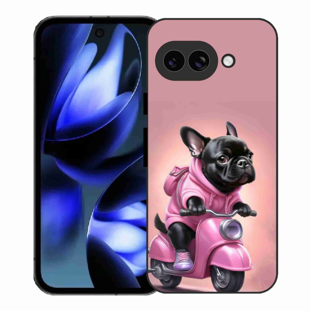Gél borítás mmCase a Google Pixel 9a számára - Francia bulldog egy robogón