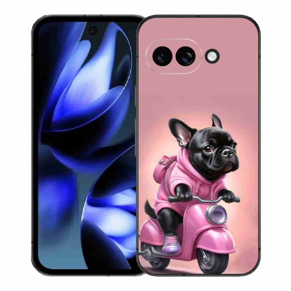 Gél borítás mmCase a Google Pixel 9a számára - Francia bulldog egy robogón