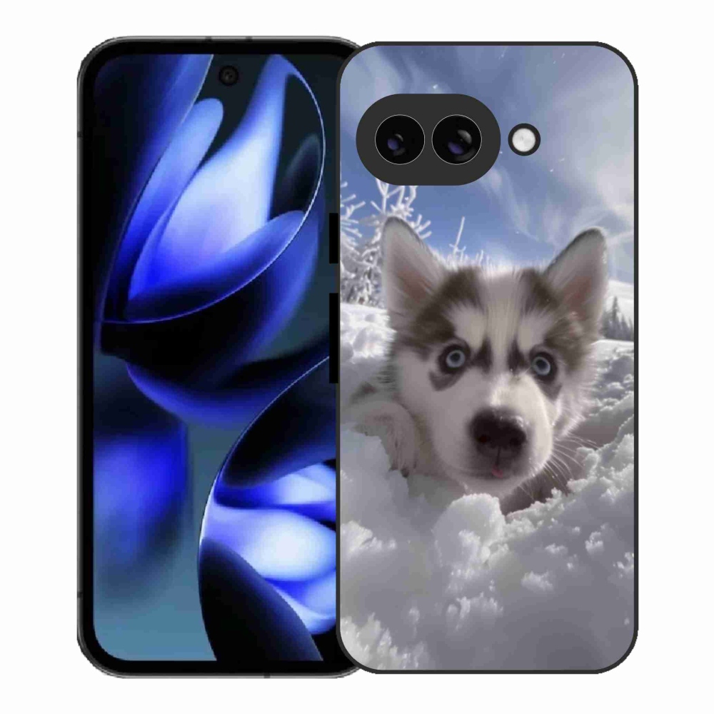 Gél borítás mmCase a Google Pixel 9a számára - husky a hóban