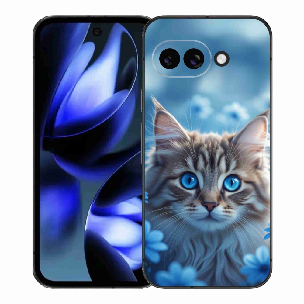 mmCase gél tok a Google Pixel 9a-hoz – kiscica kék virágokkal