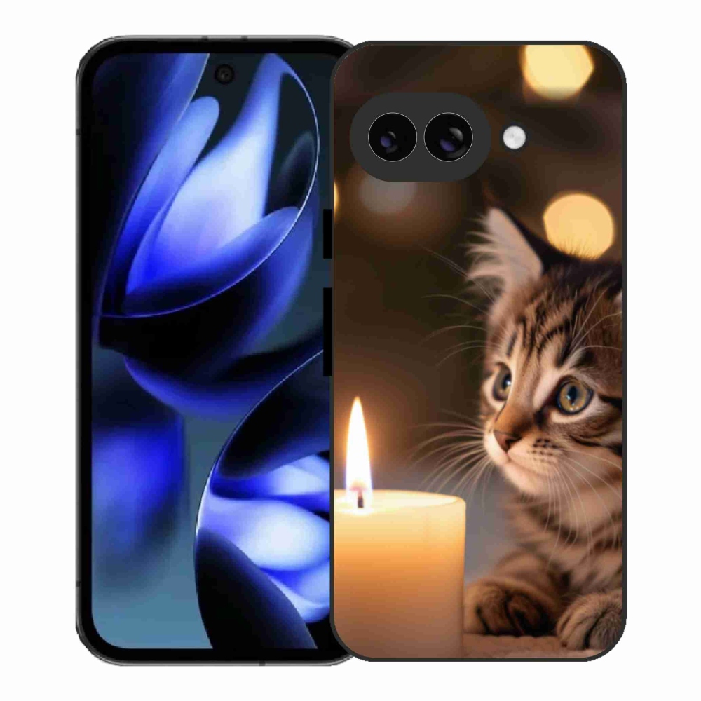 Gél borítás mmCase a Google Pixel 9a számára - cica és gyertya