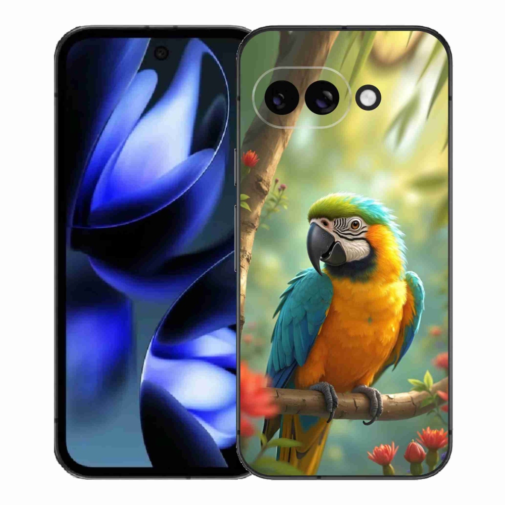 mmCase gél tok a Google Pixel 9a-hoz – kék-sárga ara papagáj
