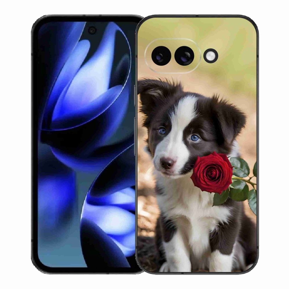 mmCase gél tok a Google Pixel 9a-hoz – aranyos border collie rózsával