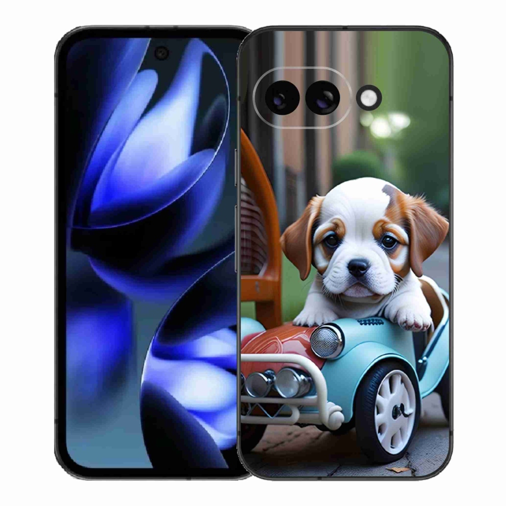 mmCase gél tok a Google Pixel 9a-hoz – kiskutya retro autóban