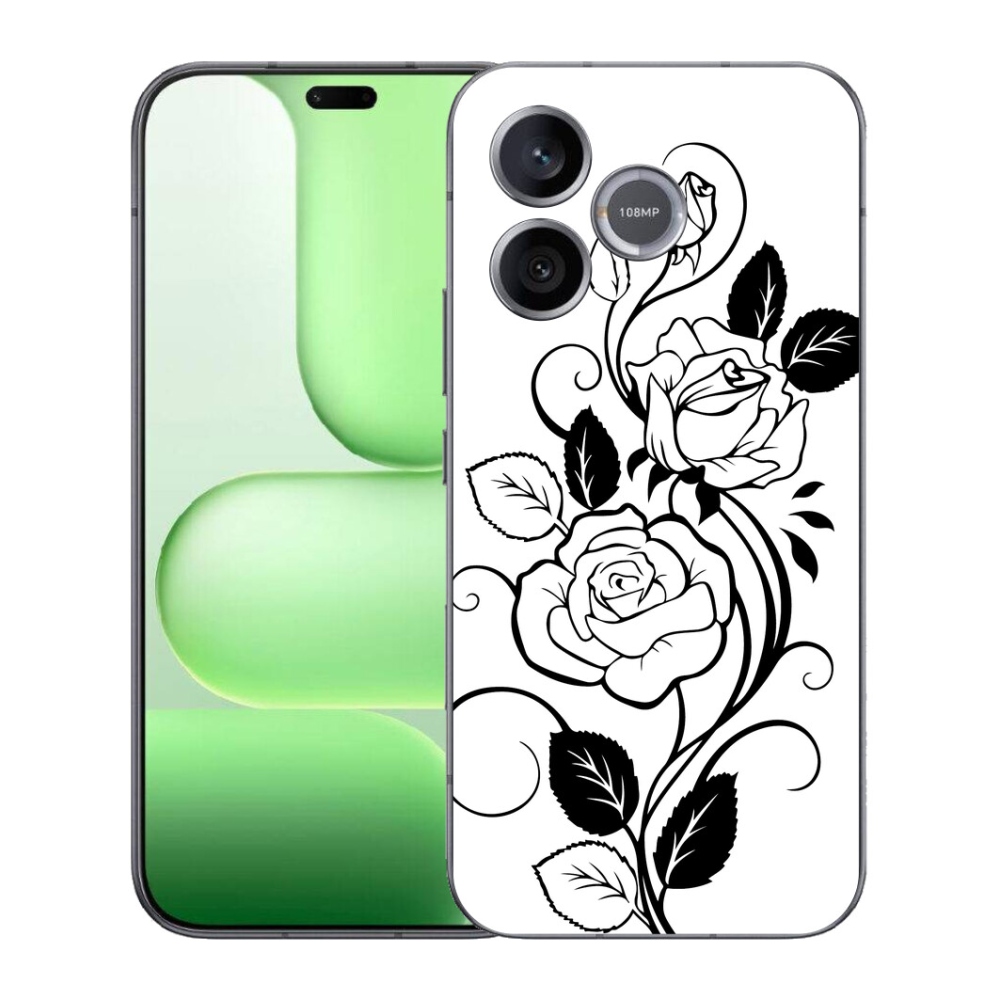 mmCase gél tok a Honer 600 Lite-hez – fekete-fehér rózsa