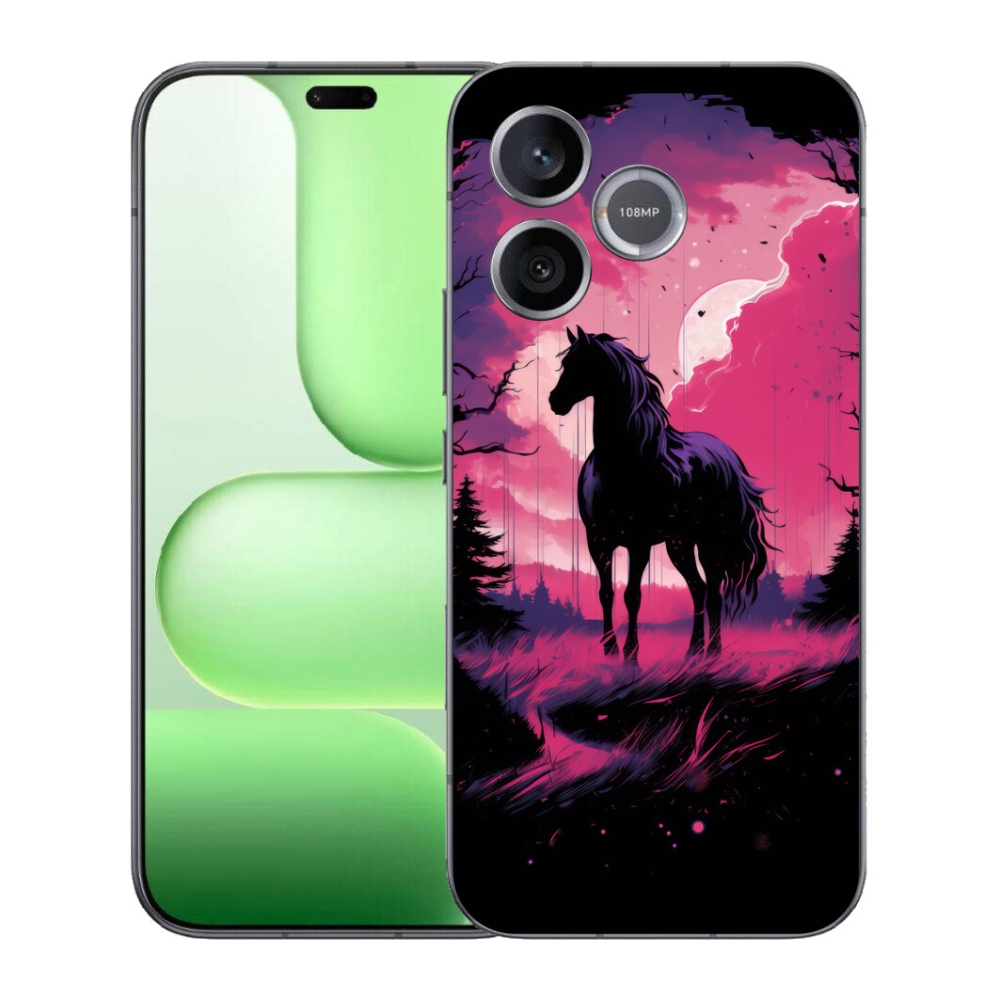 mmCase gél tok a Honer 600 Lite-hez – fekete rajzolt ló 1