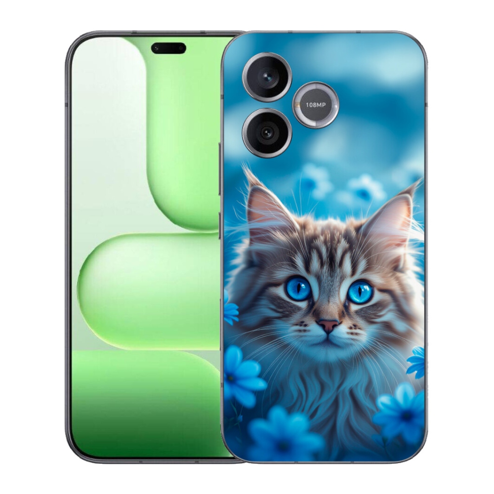 mmCase gél tok a Honer 600 Lite-hez – kiscica kék virágokkal