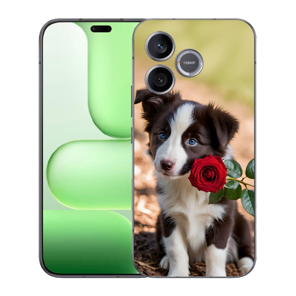 mmCase gél tok a Honer 600 Lite-hez – aranyos border collie rózsával