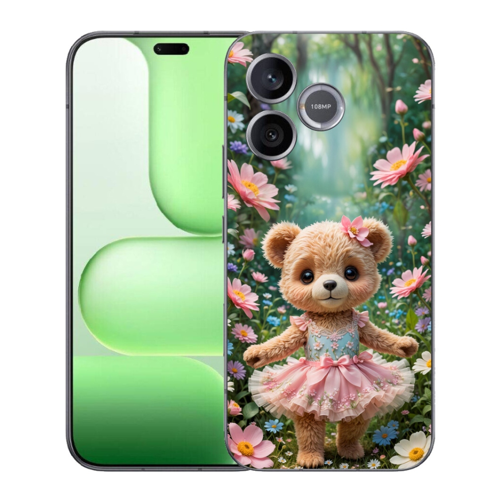 mmCase gél tok a Honer 600 Lite-hez – aranyos mackó virágok között