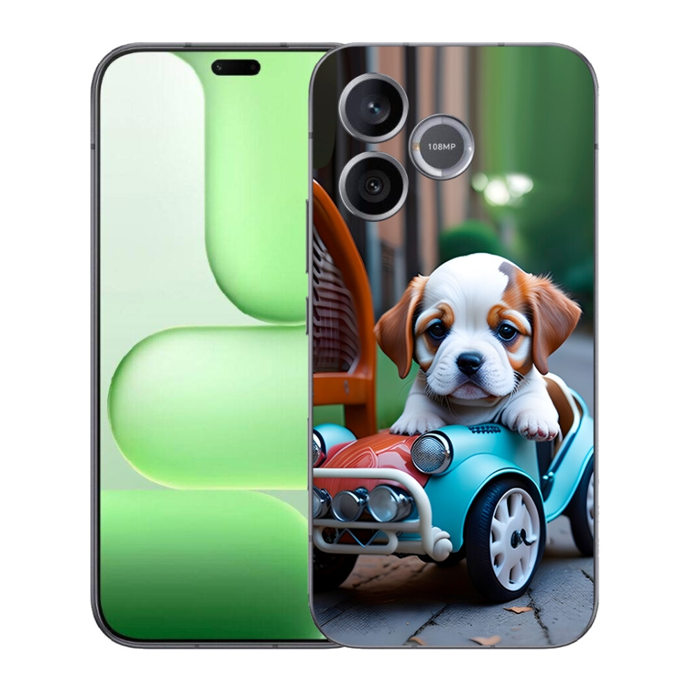 mmCase gél tok a Honer 600 Lite-hez – kiskutya egy retro autóban
