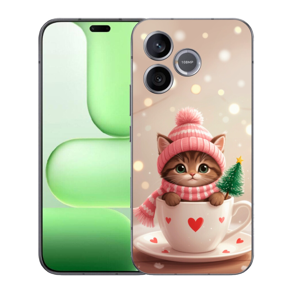 mmCase gél tok a Honer 600 Lite-hez – karácsonyi cica egy csészében
