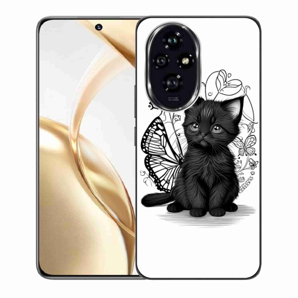 Zselés borító mmCase a Honor 200 5G készülékhez - fekete cica