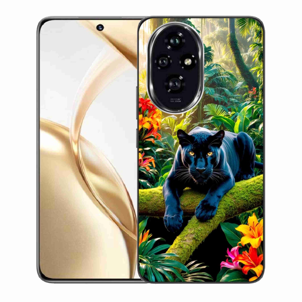 Gél borító mmCase a Honor 200 5G számára - fekete párduc a dzsungelben