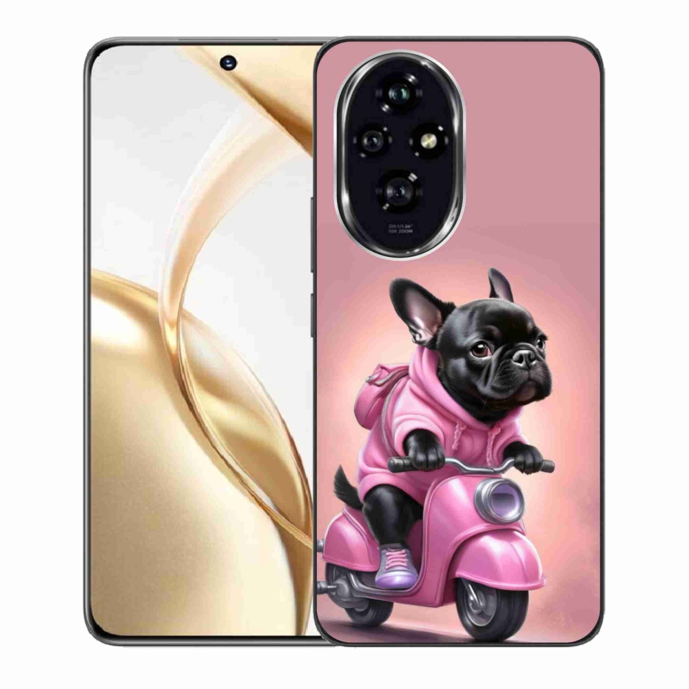 Zselés borítás mmCase a Honor 200 5G számára - Francia bulldog egy robogón