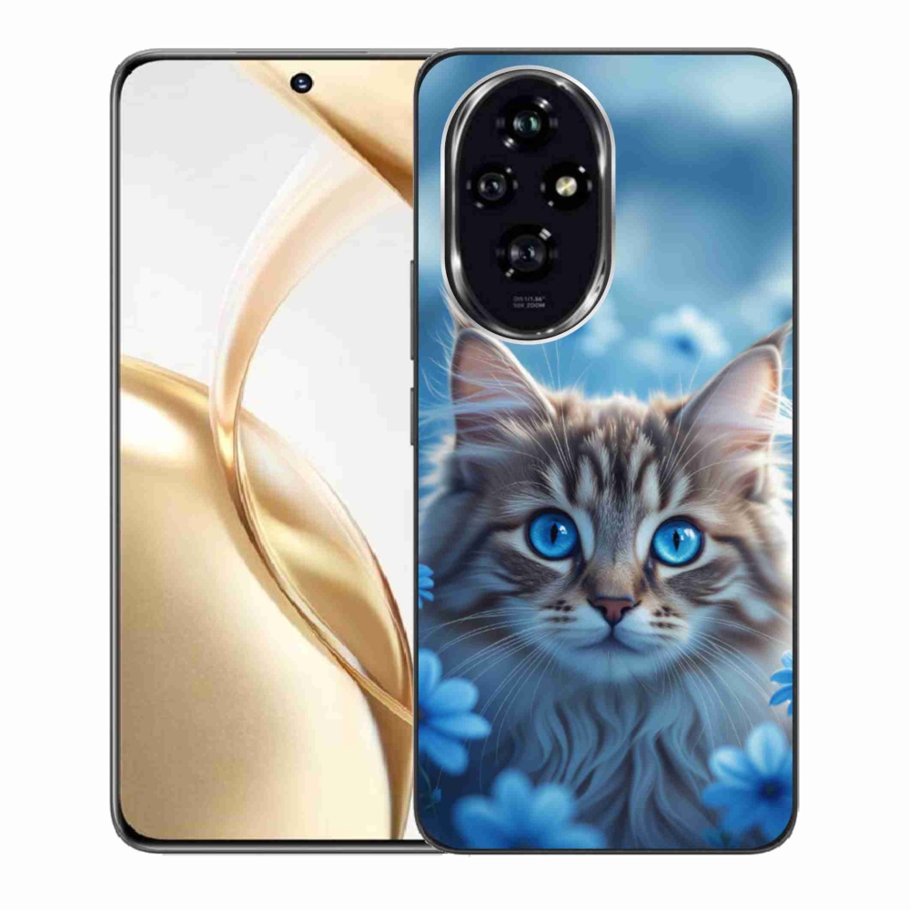 mmCase gél tok az Honor 200 5G-hez – kiscica kék virágok között