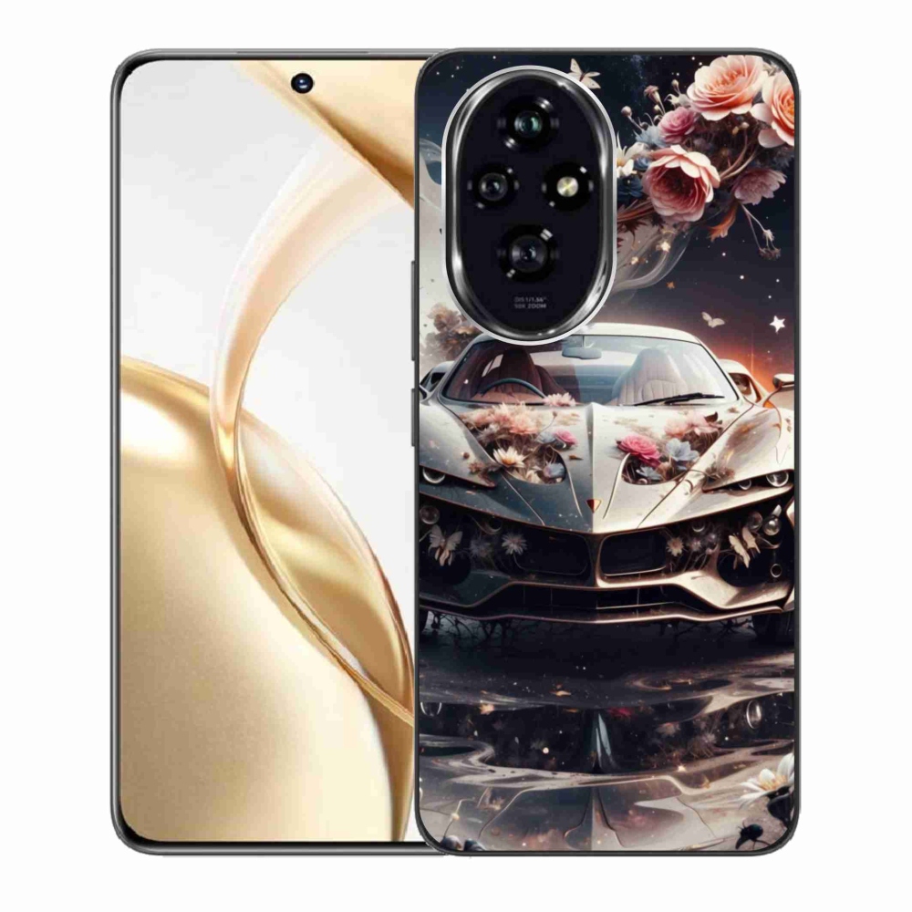 Gél borító mmCase a Honor 200 5G számára - virágos sportkocsi