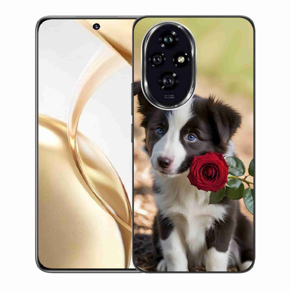 mmCase gél tok az Honor 200 5G-hez – aranyos border collie rózsával
