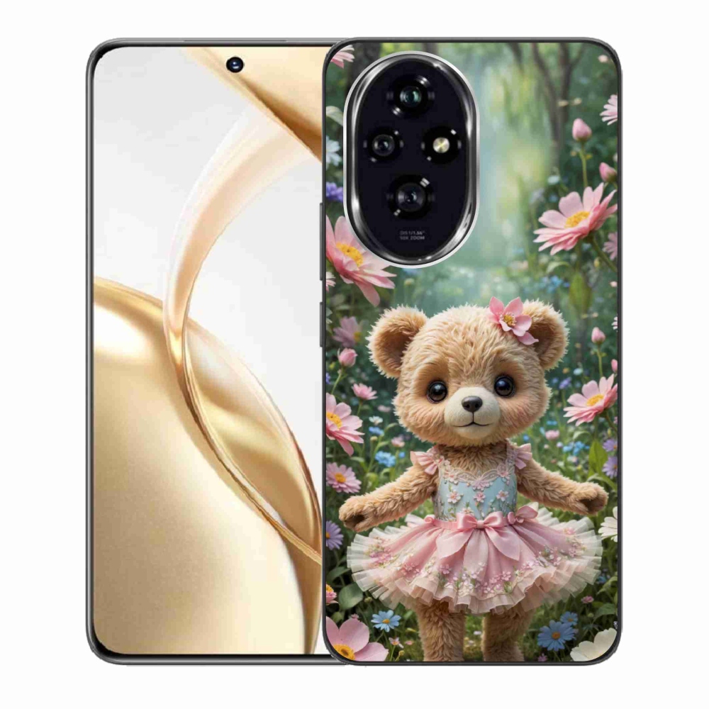 mmCase gél tok az Honor 200 5G-hez – aranyos mackó virágok között
