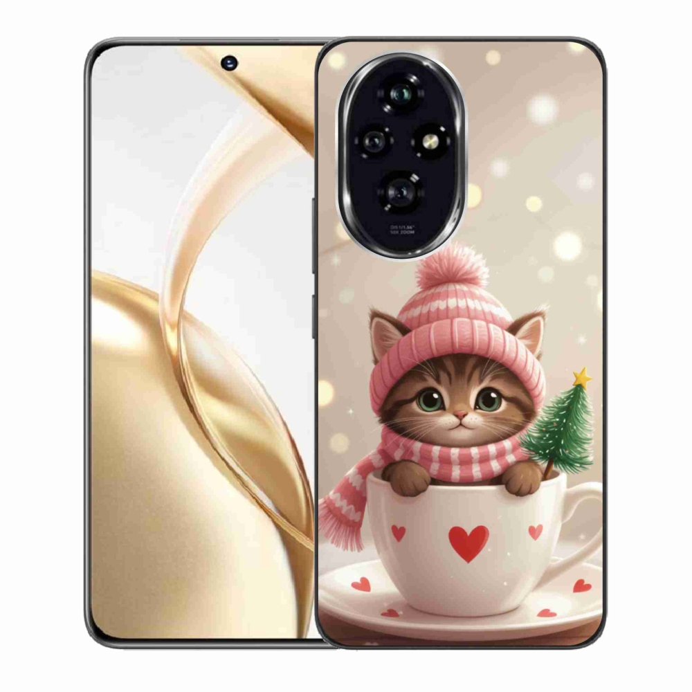 mmCase gél tok az Honor 200 5G-hez – karácsonyi cica csészében