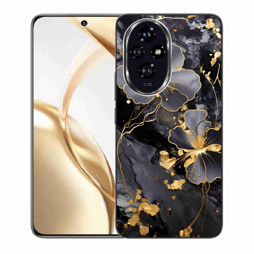 Zselés borító mmCase a Honor 200 5G számára - arany virágok
