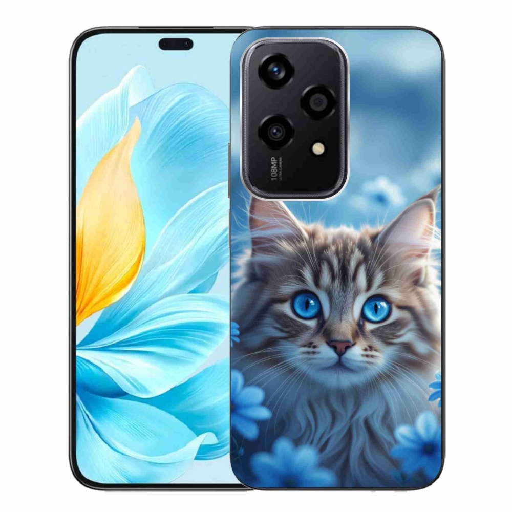 mmCase gél tok az Honor 200 Lite 5G-hez – kiscica kék virágokkal